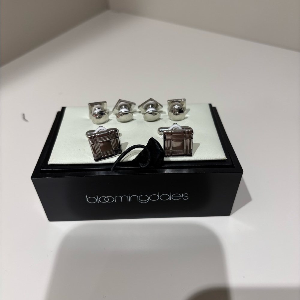 Bloomingdale's Silver Cufflinks Set tuxedo